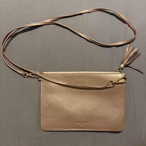 Hurley Burley Fino Leather Clutch Bag In Sparkling Pink With Gold Accents