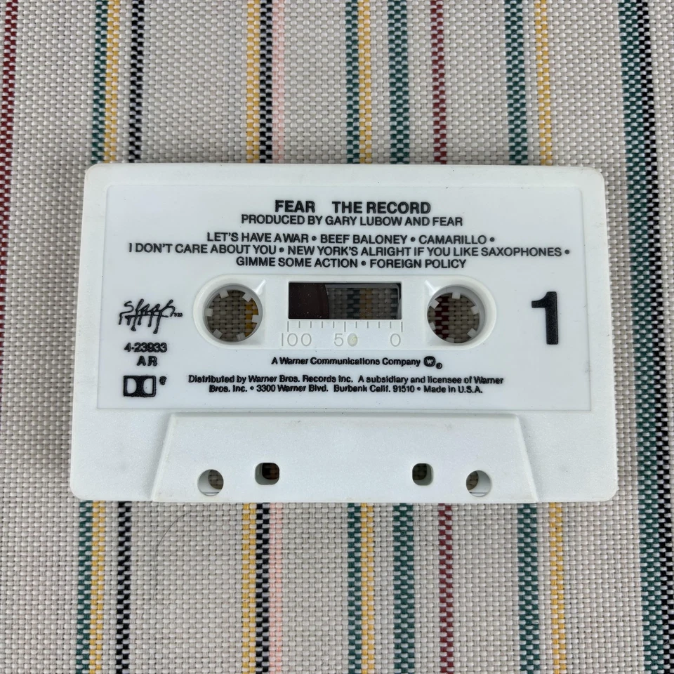 Vintage Fear The Record Cassette Tape 1982 Punk Rock Slash Records USA Tested Foto 2 de 4