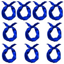 10 Pcs Long Thin Small Skinny Scarf Satin Neck Tie Ribbon Choker for Women Blue