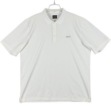 Greg Norman for Tasso Elba Men's XL White Play Dry Shark Logo Polo Shirt Casual