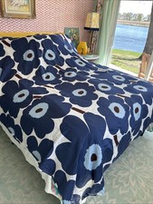 Marimekko Indigo King Duvet Cover Cotton Buttons/ties Unikko Poppy