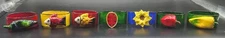 Vintage Set Of 7 Handcrafted Paper Mache & Painted Napkin Rings Fruit & Vegies