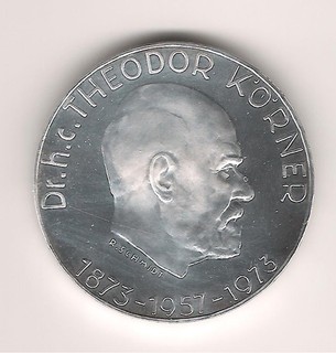 AUSTRIA 50 SCHILLING PLATA (20 grs. ley 900 mls) 1973 CENT. NACIMIENTO DR. KÖR
