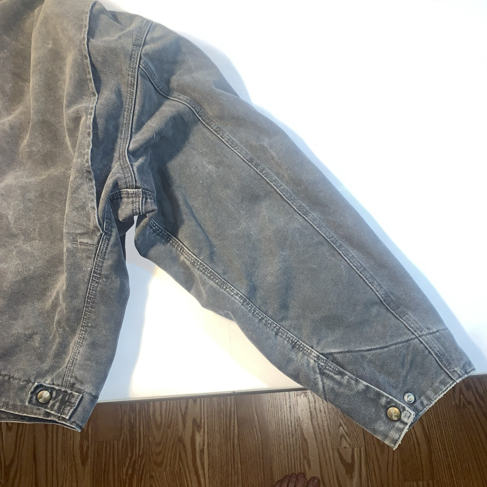 Vintage USA Carhartt Detroit Jacket J97 Petrol Size 2XL Faded Blanket Trucker thumbnail 12