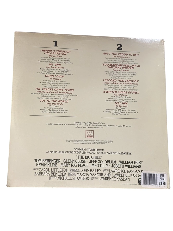 THE BIG CHILL Soundtrack Vinyl Record LP New Sealed 1983 Motown 6062 ML LPC - Image 2 of 2