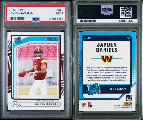 2024 DONRUSS JAYDEN DANIELS RC # 389 PSA 9 MINT WASHINGTON COMMANDERS