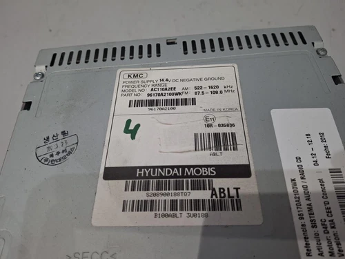 96170A2100WK Sistema Audio/Radio Cd para KIA CEED (JD) Concept 2012 130266 - Imagen 3 de 4