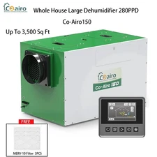 COAIRO 280Pint Whole House Dehumidifier for Basement Commercial Grow Tent 3500sq