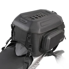 35L Waterproof Motorcycle Tail Bag with Sissy Bar Straps - Matt Black