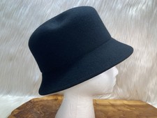 Vintage Geo W Bollman Co 100 Wool Doeskin Felt Bucket Hat Black Made in USA