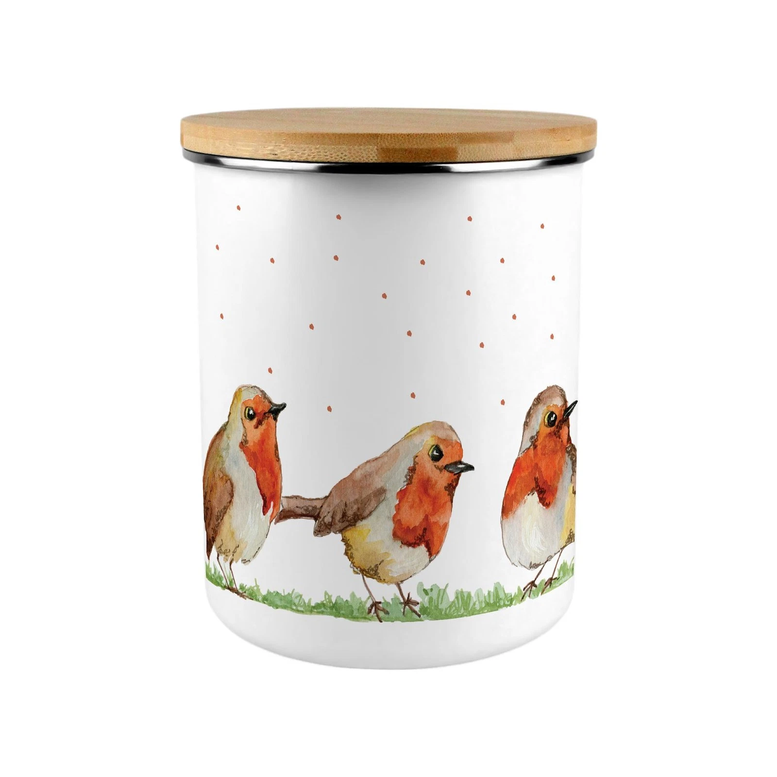 Large Robin Print Canister Jar - Birds Nature Inspired Homeware Bird Lover Gift