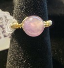 Handmade size 4 wire-wrapped Amethyst rings with Gold-Colored Plated Wire — photo 1