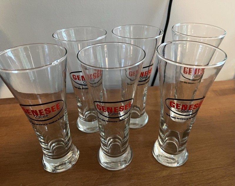 Vintage Set Of 6 Genesee Brewery Beer Glasses Collectible Breweriana Libbey