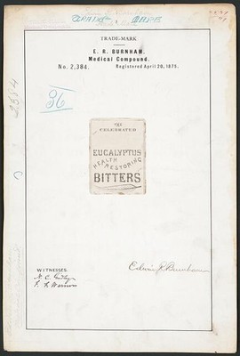 Photo:1875 E R Burnham Eucalyptus Bitters Trademark Medical Compound