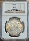 1879  Morgan Silver Dollar  NGC  MS61   Nice Toned Edge Coin