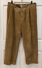 LL Bean Mens Corduroy Pants Size 35x29 Brown 100% Cotton Pleated Trousers