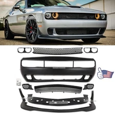 9Pcs For 2015-2023 Dodge Challenger Front Bumper Kit W/Grille Lip Hellcat Style