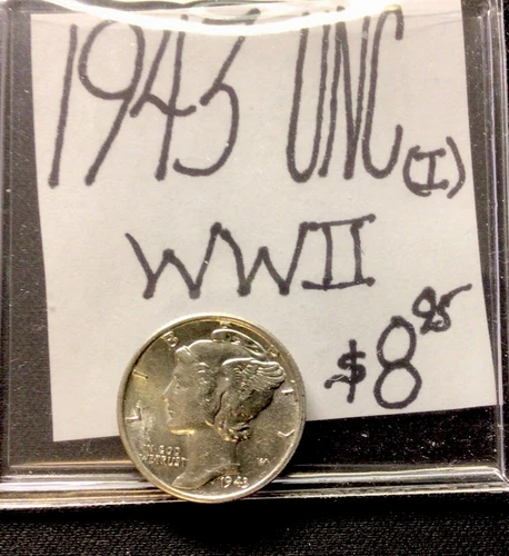 1943 Mercury Silver Dime UNC! WWII! ENN Coins