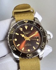 New Longines Mens HydroConquest GMT Automatic 41 Brown Dial Watch L3.790.4.66.2