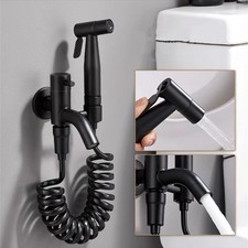 Toilet Bidet Faucet Set Black/Silver Brass Bathroom Attachment Cold Mop Pool Tap
