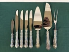 Gorham Strasbourg Sterling Silver Handle Serving Lot 8 Pc Pie Server Fork Knives