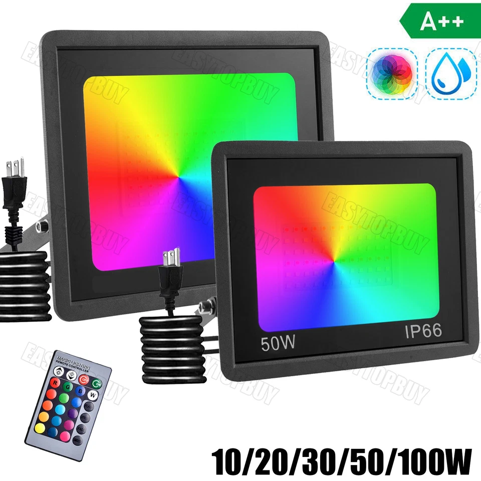 RGB LED Fluter Außen Strahler Flutlicht Scheinwerfer Gartenlampe Dimmbar 10-100W - Bild 2 von 4