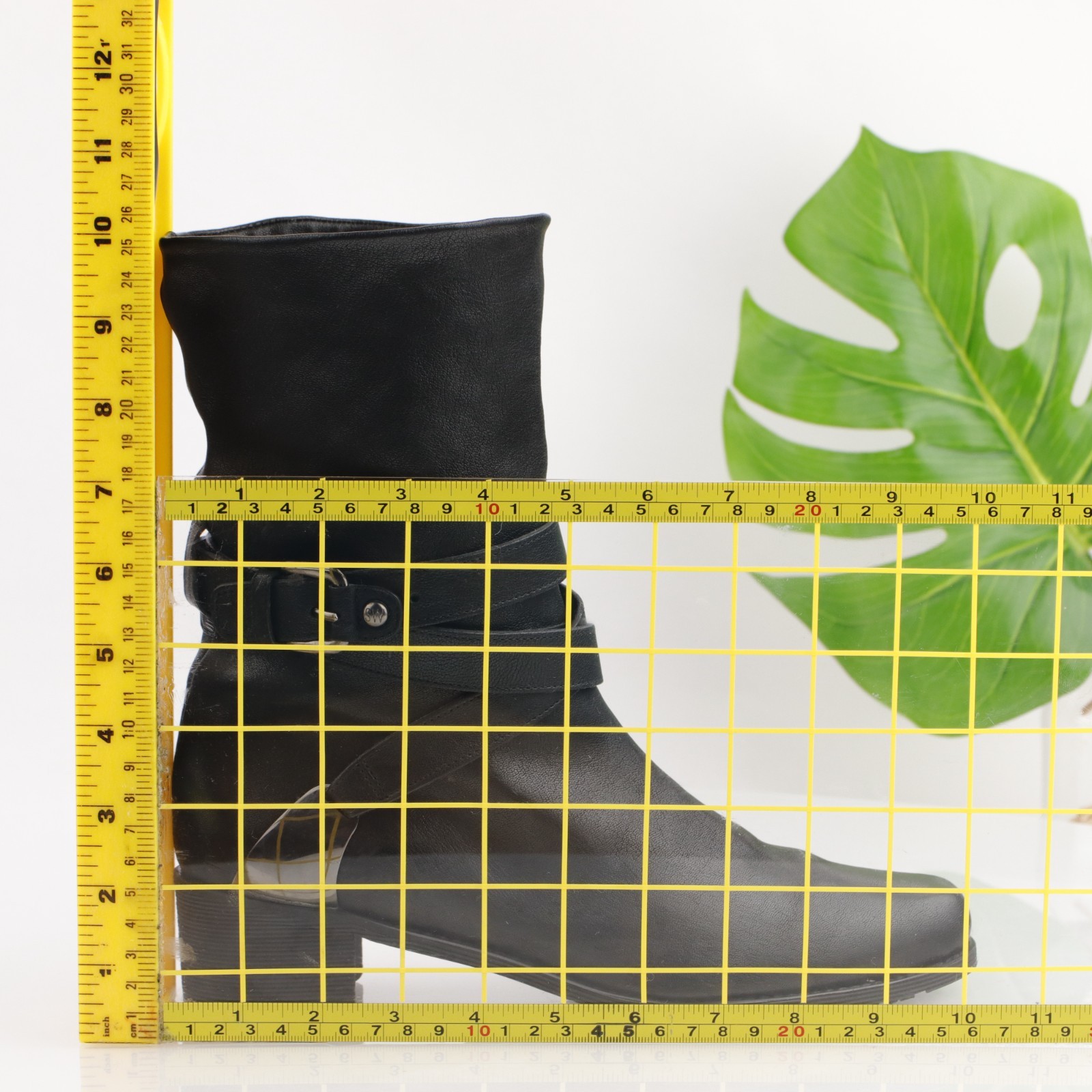 Stuart Weitzman Womens Ranch Dressing Boot Size 8.5 Black Buckle Heel Moto Biker