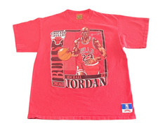 Michael Jordan Chicago Bulls Red Vintage Nutmeg T-shirt Single Stitch Men Large