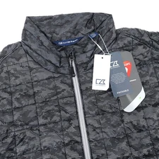 Cutter Buck Packable Puffer Quilted Vest Black Camo Print Mens XXL NEW