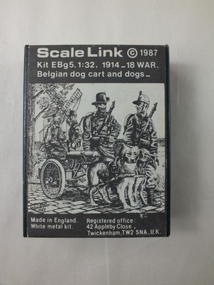 Scale Link 1:32 WW1 Belgian Dog Cart and Dogs Kit EBg5 *White Metal Kit*