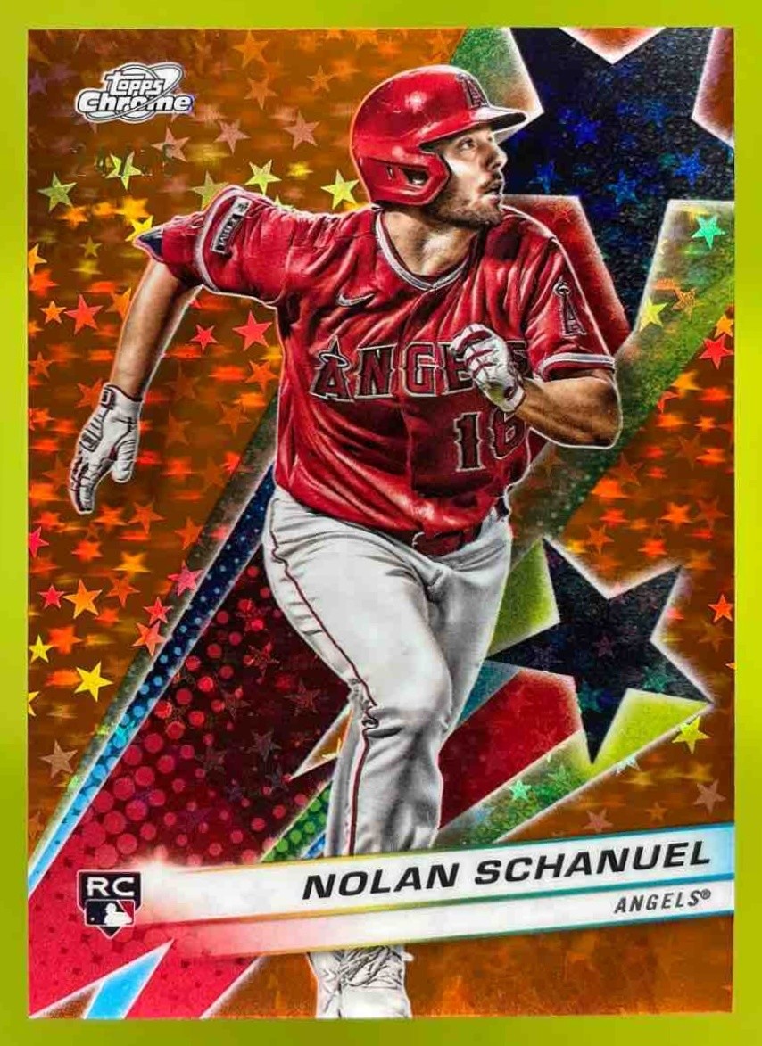 2024 Topps Cosmic Chrome Nolan Schanuel Starfractor Orange /25 RC Angels