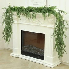 9Ft Real Touch Norfolk Pine Garland Realistic, Artificial Faux Cedar Greenery...