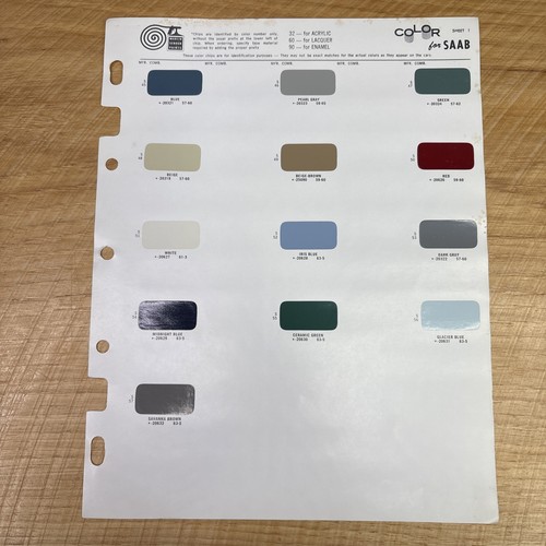 1960s Martin Senour Paints Color Chart Import Foreign SAAB Automotive Sheet - Bild 1 von 3