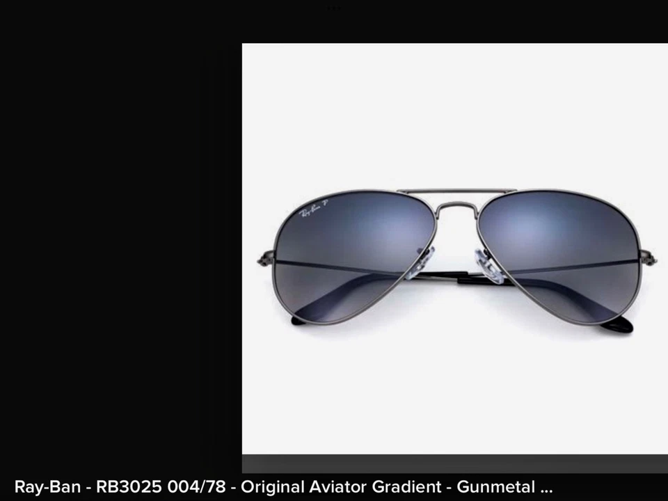 Ray-Ban RB3025 Large Aviator Grey Frame w/ Polarized Blue Gradient Grey Lenses. - Image 4 of 4