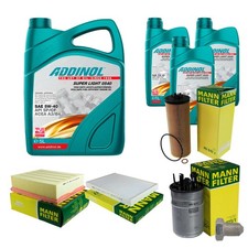 MANN Inspektionspaket 8L ADDINOL SUPER LIGHT 5W-40 für Audi A4 8EC B7 2.5 TDI