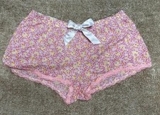 Victoria Secert Sleep Shorts Size Large White w/ pink,yellow,orange tiny flowers