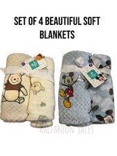 Disney Baby Blanket Bundle Winnie the Pooh Mickey Mouse Super Soft Gift For Baby