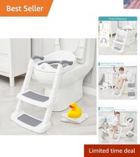 Comfortable Potty Training Toilet Seat with Step Stool - Soft Cushion Design