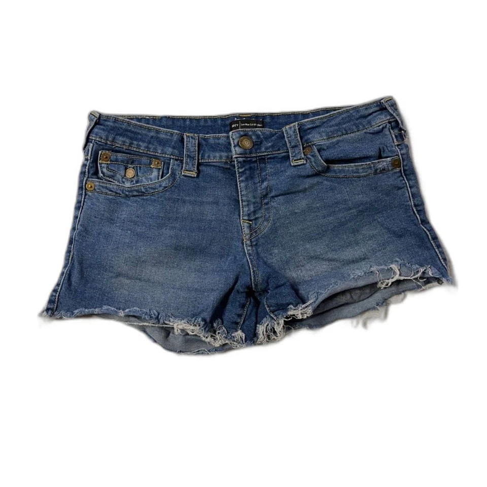 Vintage Y2K True Religion Joey Low Rise Cut Off Denim Shorts, Size 32- Size 14 - Image 3 of 4