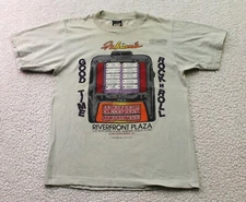 Screen Stars Fabians Jubebox Tee Riverfront Plaza 1985 VTG T-Shirt MEDIUM Tan
