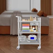 3-tier Beauty Salon Cart Beauty Instrument Cart Rolling Tool Cart with 4 Wheels