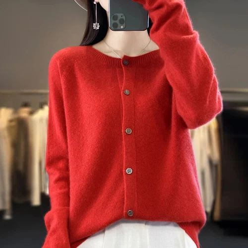 Primavera y Otoño Para Mujer Cárdigan Suéter de Cachemira Elegante Top Suéter Abrigos - Imagen 13 de 39