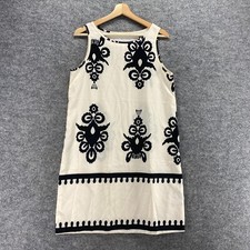 SheIn Dress Women S Small Beige Geometric Shift Short Sleeveless Round Neck