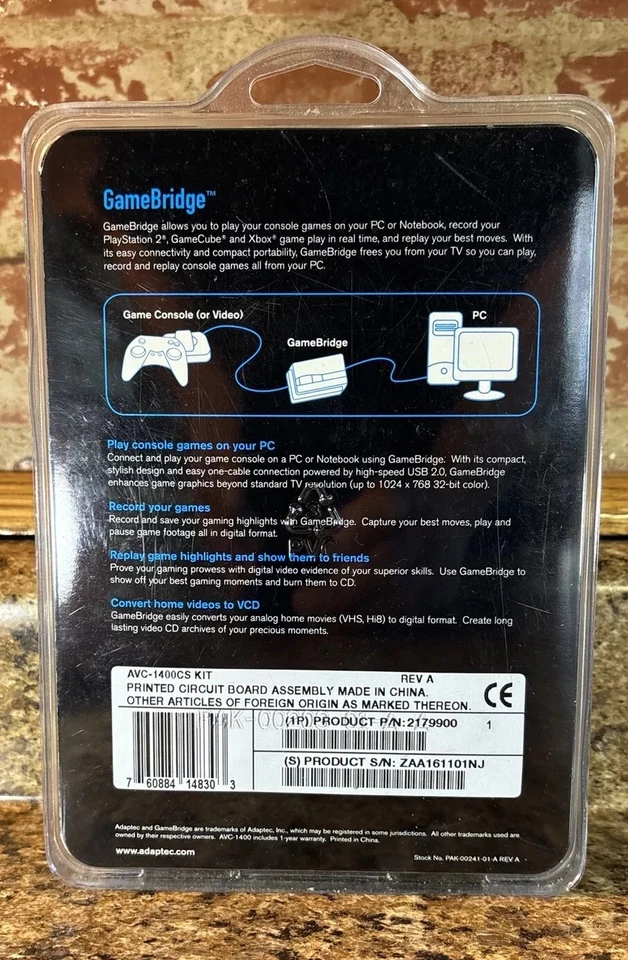 Adaptec GameBridge AVC-1400 Connect Game Console to PC Xbox PS2 GameCube VHS Hi8 - Image 3 of 4