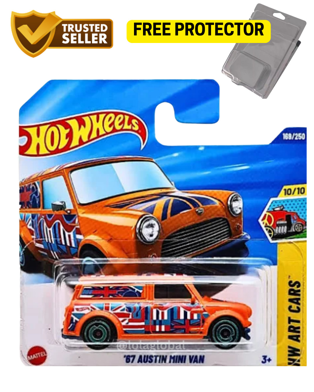 Hot Wheels Orange '67 Austin Mini Van FREE Protector