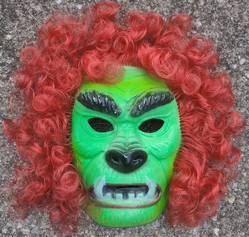 RARE 1978 Ben Cooper Hairy Scary Werewolf Halloween Costume-Rooted Hair Mask-Box