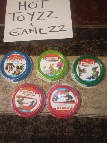 Mayka Toy Block Tape 3.2 Feet 2x Red Blue Dark Green Lt Green NEW Huge LOT Of 5!