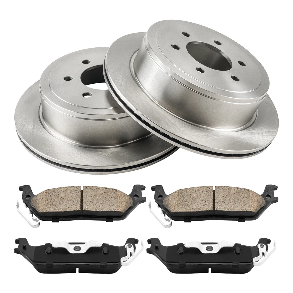 Rotores traseros + pastillas de freno para Ford F-150 Lincoln Mark LT 2005 2006 2007 2008 6 tacos Foto 4 de 4