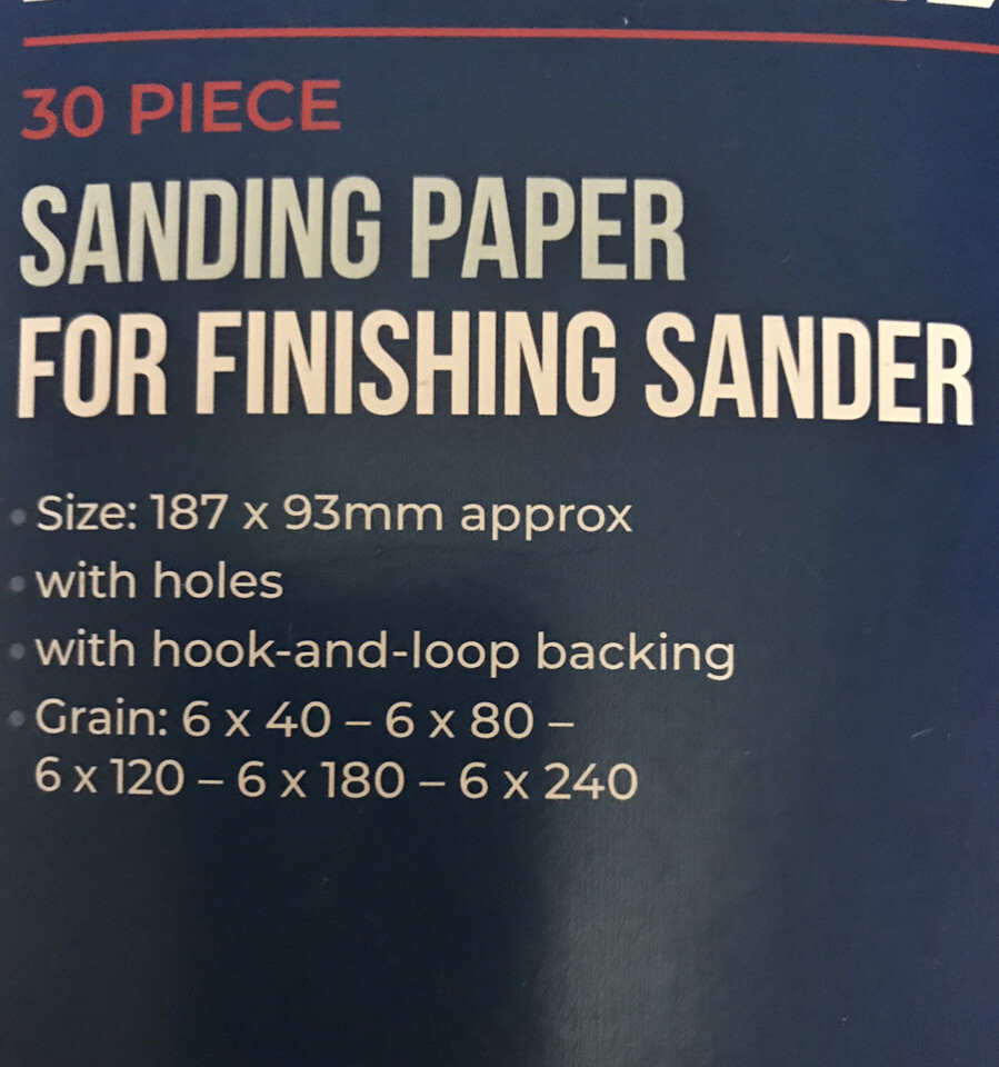 Ferrex 30pcs sanding paper for finishing sander 187x93mm With Holes