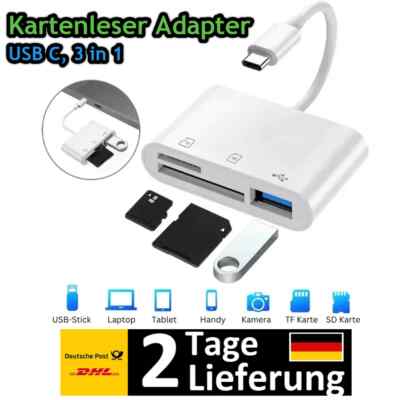 USB-C 3in1 Kartenleser - SD, MicroSD, MMC - MacBook, Handy, PC